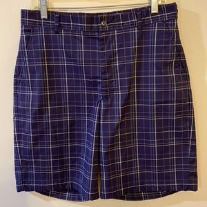 Pebble Beach Mens Performance Shorts 32 Golf Navy plaid